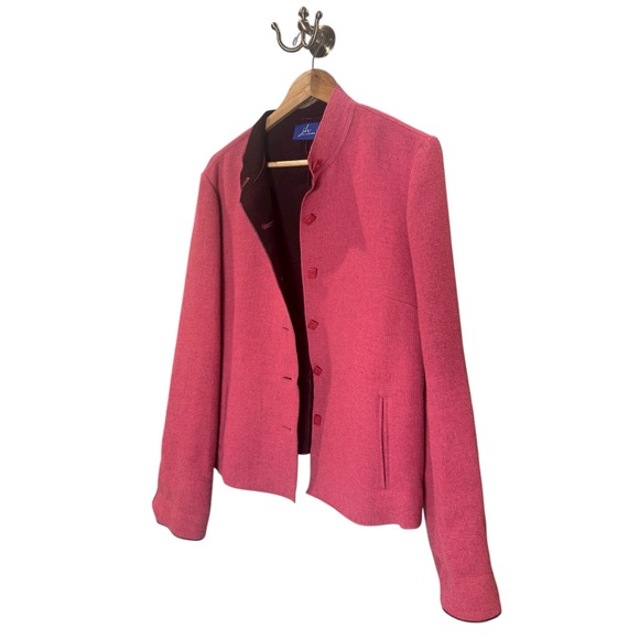 J.H. Collectibles Women's Pink Textured Wool Blend Collarless Blazer Jacket XL - Picture 3 of 6
